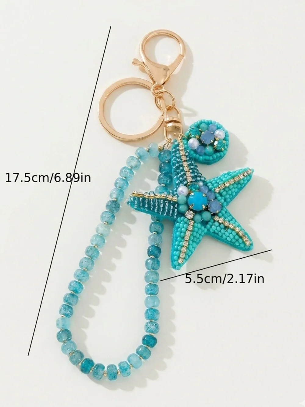Turquoise Beaded Starfish Keychain Bag Charm